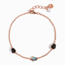 Raw Crystal Bracelet - Enchanted Labradorite & Black Obsidian