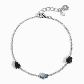 Raw Crystal Bracelet - Enchanted Labradorite & Black Obsidian