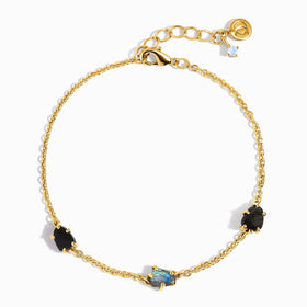 Raw Crystal Bracelet - Enchanted Labradorite & Black Obsidian
