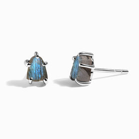 Raw Crystal Earrings - Celestial Labradorite