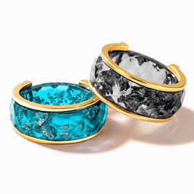 Night Sky & Ocean Blue Resin Rings Set