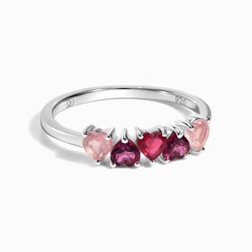 Rose Quartz Rhodolite Ring - Crush