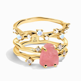 Rose Quartz Flow Ring & Stardust Band