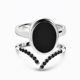 Black Onyx Enfolded & Infinite Rings