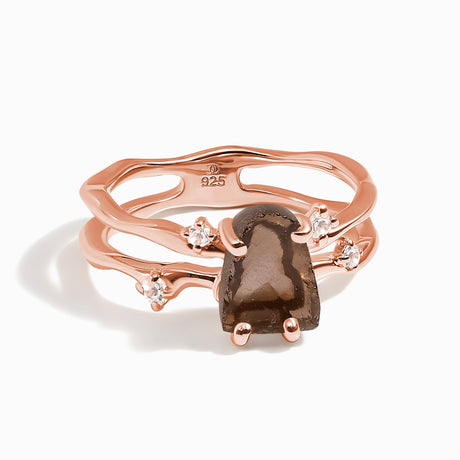 Raw Crystal Ring - Flow Smoky Quartz