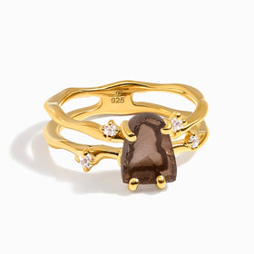 Raw Crystal Ring - Flow Smoky Quartz