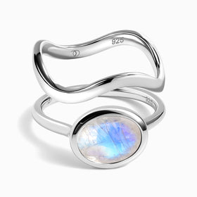Moonstone Skin Touch Ring & Waves Band