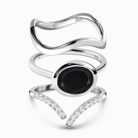 Black Obsidian Skin-Touch & Infinite & Waves Rings