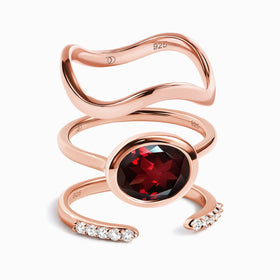 Garnet Skin Touch Ring - Twinkling & Waves Band