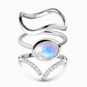 Moonstone Skin-Touch & Infinite & Waves Rings