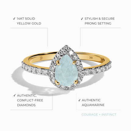 Aquamarine Diamond Ring - Tear of Joy