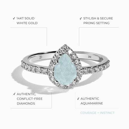 Aquamarine Diamond Ring - Tear of Joy