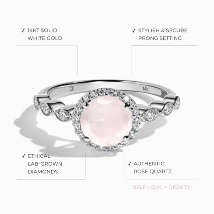 Rose Quartz Lab Diamond Ring - Soulmate