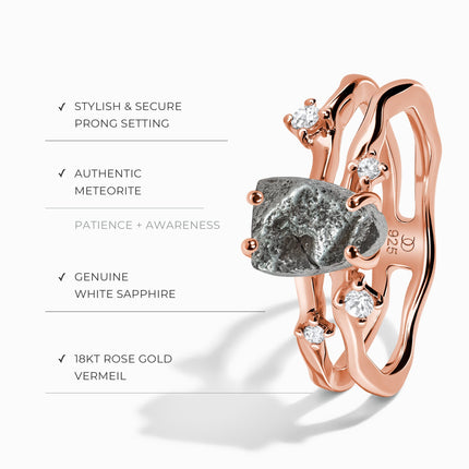 Raw Crystal Ring - Flow Meteorite