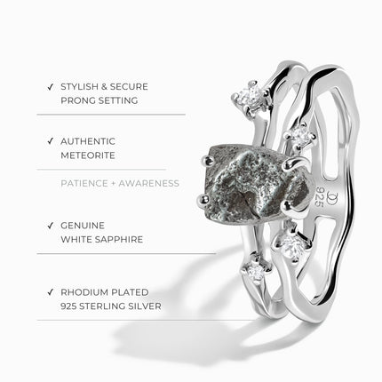 Raw Crystal Ring - Flow Meteorite