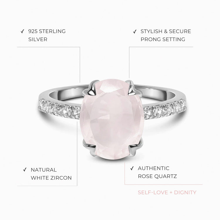 Rose Quartz Pink Stone Ring, Oval Big Statement Chunky Cocktail Ring –  Talking Gems
