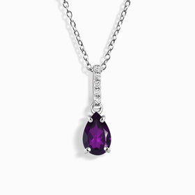 Fine Amethyst Lab Diamond Necklace Sway - February Birthstone