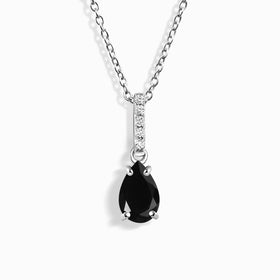 Fine Black Onyx Lab Diamond Necklace Sway - December Birthstone