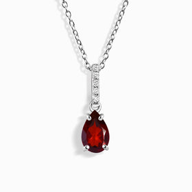 Fine Garnet Lab Diamond Necklace Sway - January Birthstone