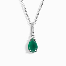Fine Green Onyx Lab Diamond Necklace Sway - May Birthstone