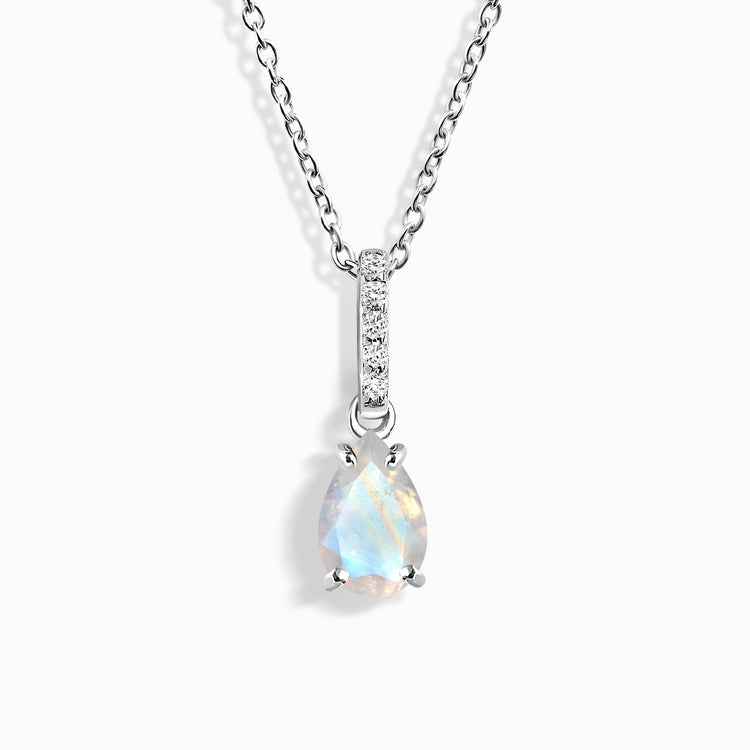 Fine Moonstone Lab Diamond Necklace Sway - June Birthstone – Moon