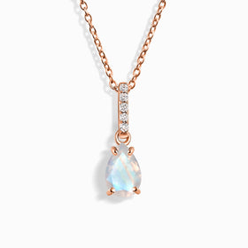 Fine Moonstone Lab Diamond Necklace Sway - June Birthstone