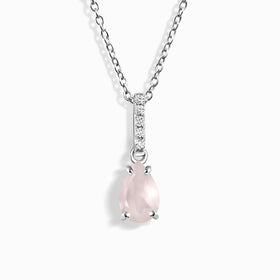 Fine Rose Quartz Lab Diamond Necklace - Sway