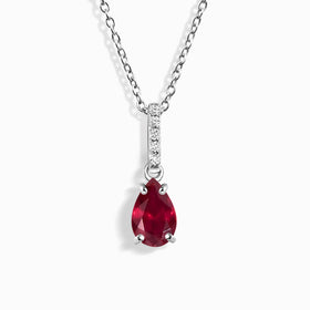 Fine Ruby Lab Diamond Necklace Sway - July Birthstone