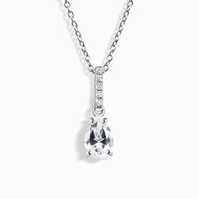 Fine White Topaz Lab Diamond Necklace Sway - April Birthstone