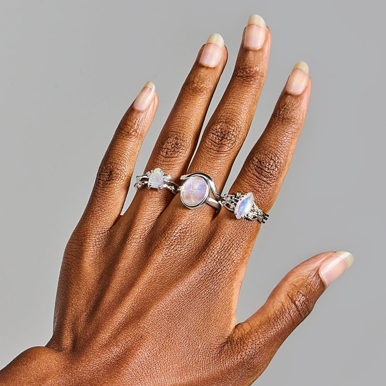 Raw Crystal Ring - Enfolded Moonstone – Moon Magic