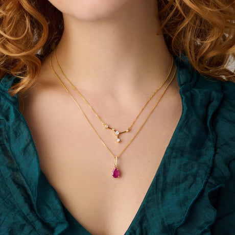 Cancer Zodiac & July Birthstone Necklaces