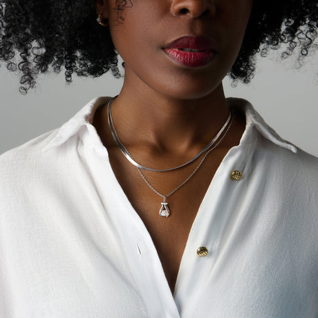 Moonstone Necklace - Hold The Energy & Herringbone Chain