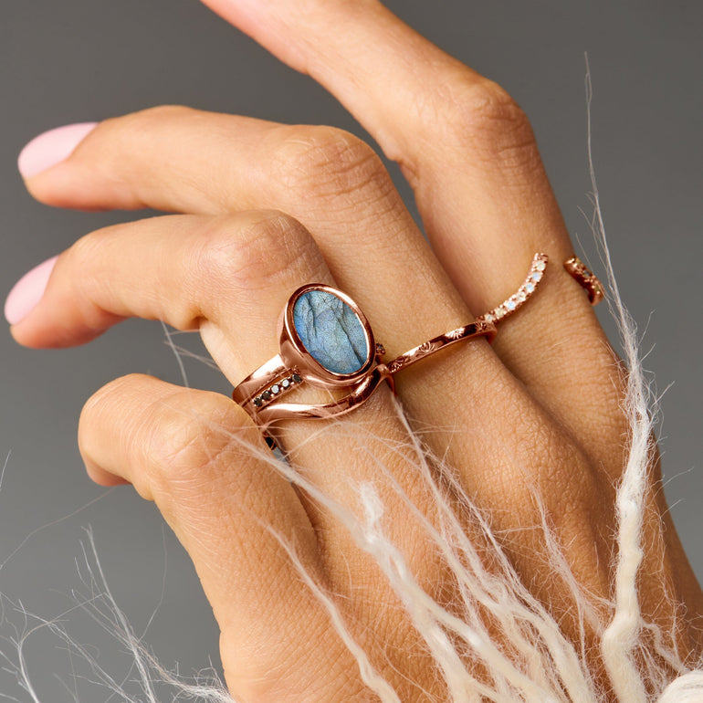 Crystal Ring Enfolded Labradorite – Moon Magic