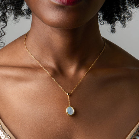 Moonstone Black Obsidian Necklace - Enfolded Guardian