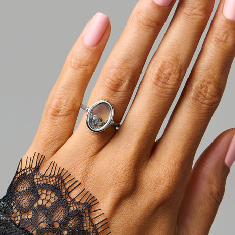 Black Obsidian Labradorite Ring - Halo of Calm