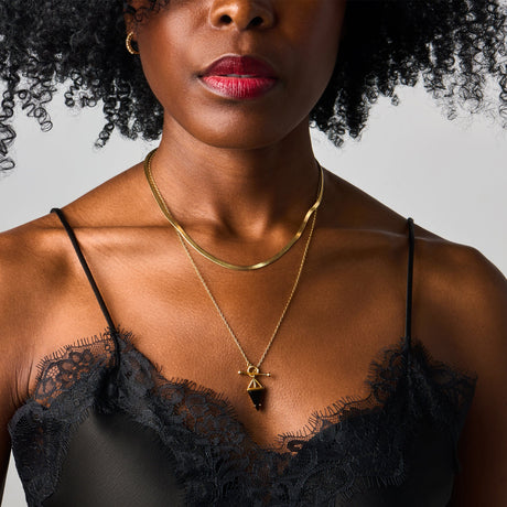 Labradorite Heroine T-Lock Necklace & Herringbone Chain