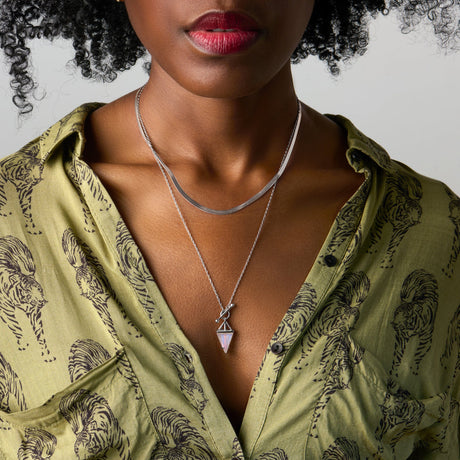 Moonstone Heroine T-Lock Necklace & Herringbone Chain