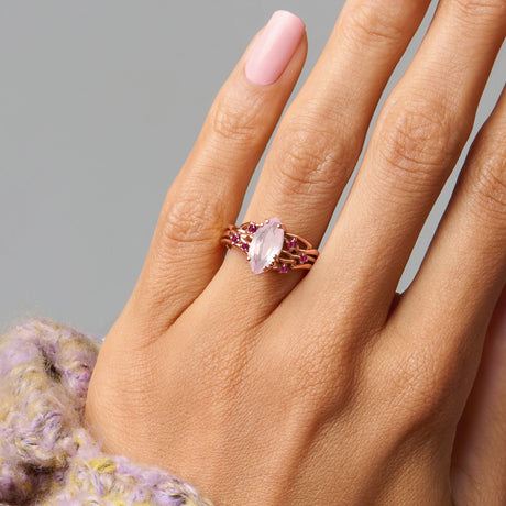 Rose Quartz Ruby Ring - Radiance