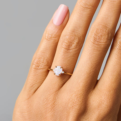 Moonstone Diamond Ring - Petite Raw Allure