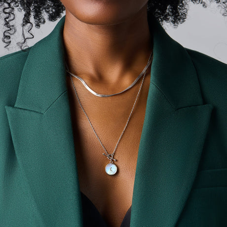 Moonstone T-Lock Necklace - Dream & Necklace - Herringbone Chain
