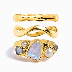 Moonstone Heirloom & Magma & Waves Rings