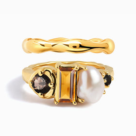 Citrine Pearl Treasure & Magma Ring
