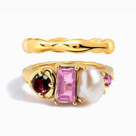Garnet Pearl Treasure & Magma Rings