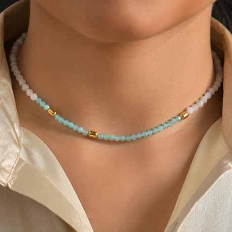 Amazonite White Moonstone Beads Necklace - Untamed