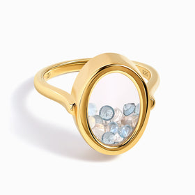 Moonstone Aquamarine Ring - Halo of Calm