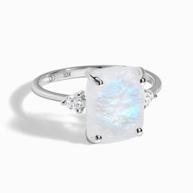 Moonstone Lab Diamond Ring - Raw Allure