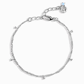 White Zircon Anklet - Flowing