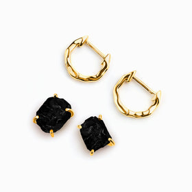 Black Obsidian Hoop Earring Set - Pure Power