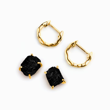 Black Obsidian Hoop Earring Set - Pure Power