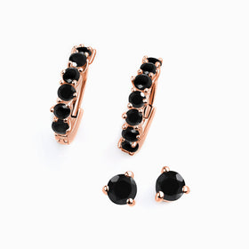 Black Onyx Hoop Earring Set - High Vibes